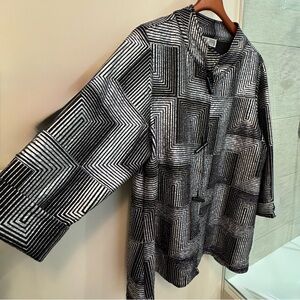 JM Collection Monochrome Geometric dressy jacket - women’s plus size 3x